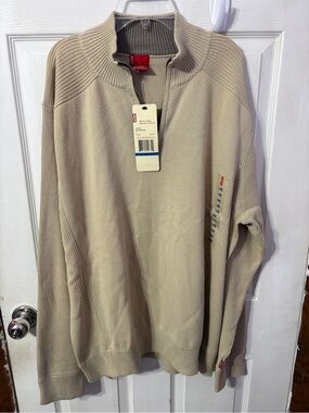 Levi's Men's Light Beige Quarter-Zip Knit Sweater